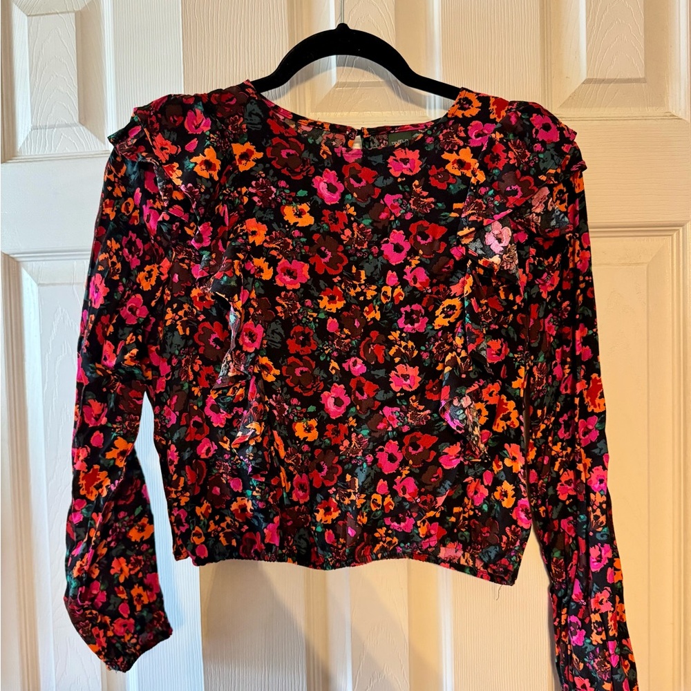 Wild Fable Cropped Floral Long Sleeve Women's Top